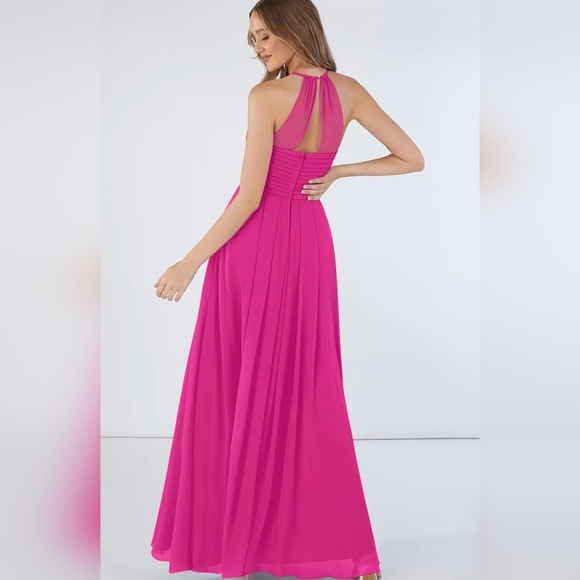 Azazie Ginger Chiffon Fuscia Gown Wedding Mother Of The Bride Prom Wedding - Picture 16 of 16